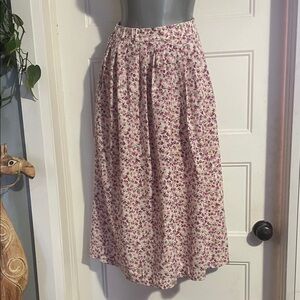 Floral A-Line Skirt in Cream and Pink